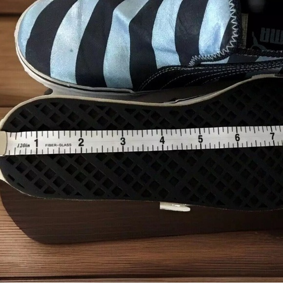 PUMA Slip On Shoes Sneakers Unisex Women 8.5 Men 7 Blue Two Tone Stripes Shiny - Picture 9 of 10